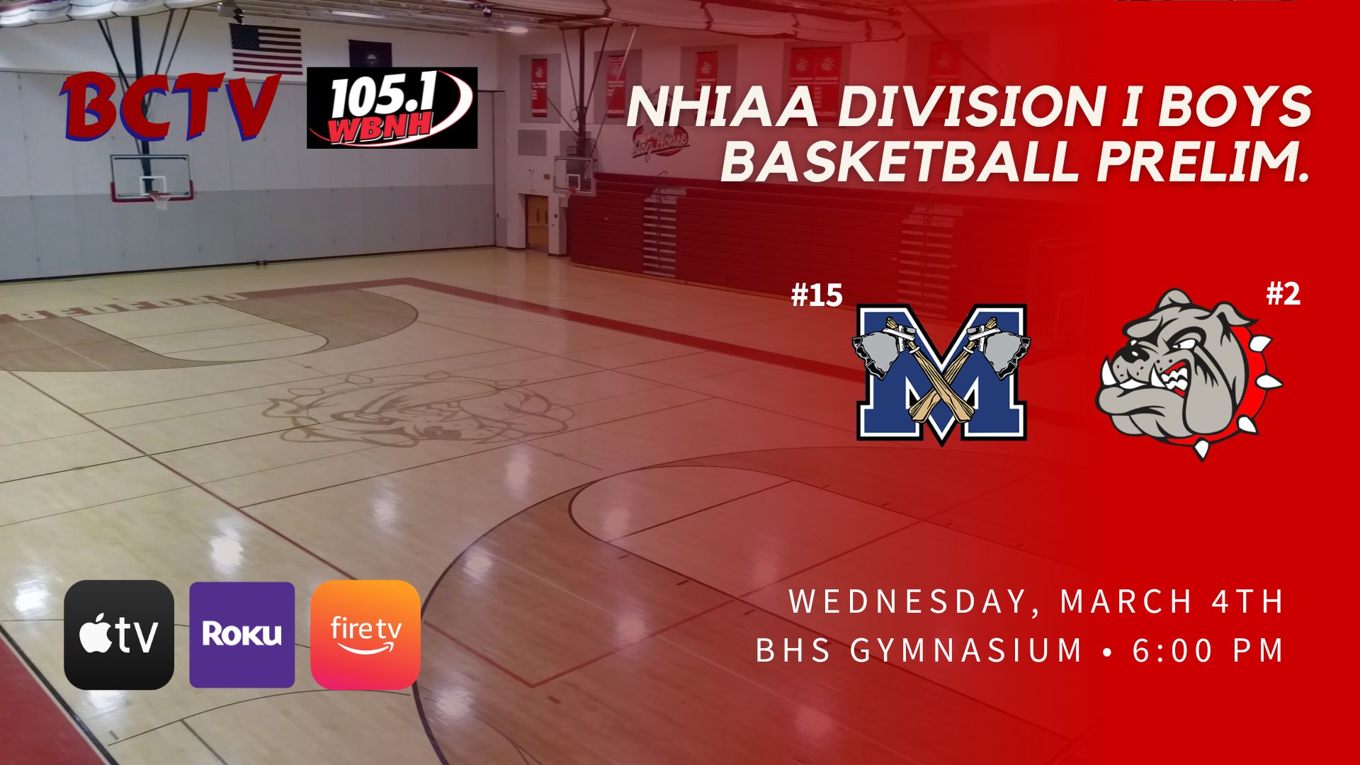 Thumbnail image for BHS Boys Basketball NHIAA Div 1 Preliminary Round - Merrimack vs Bedford Bulldogs Wednesday 3-4-26