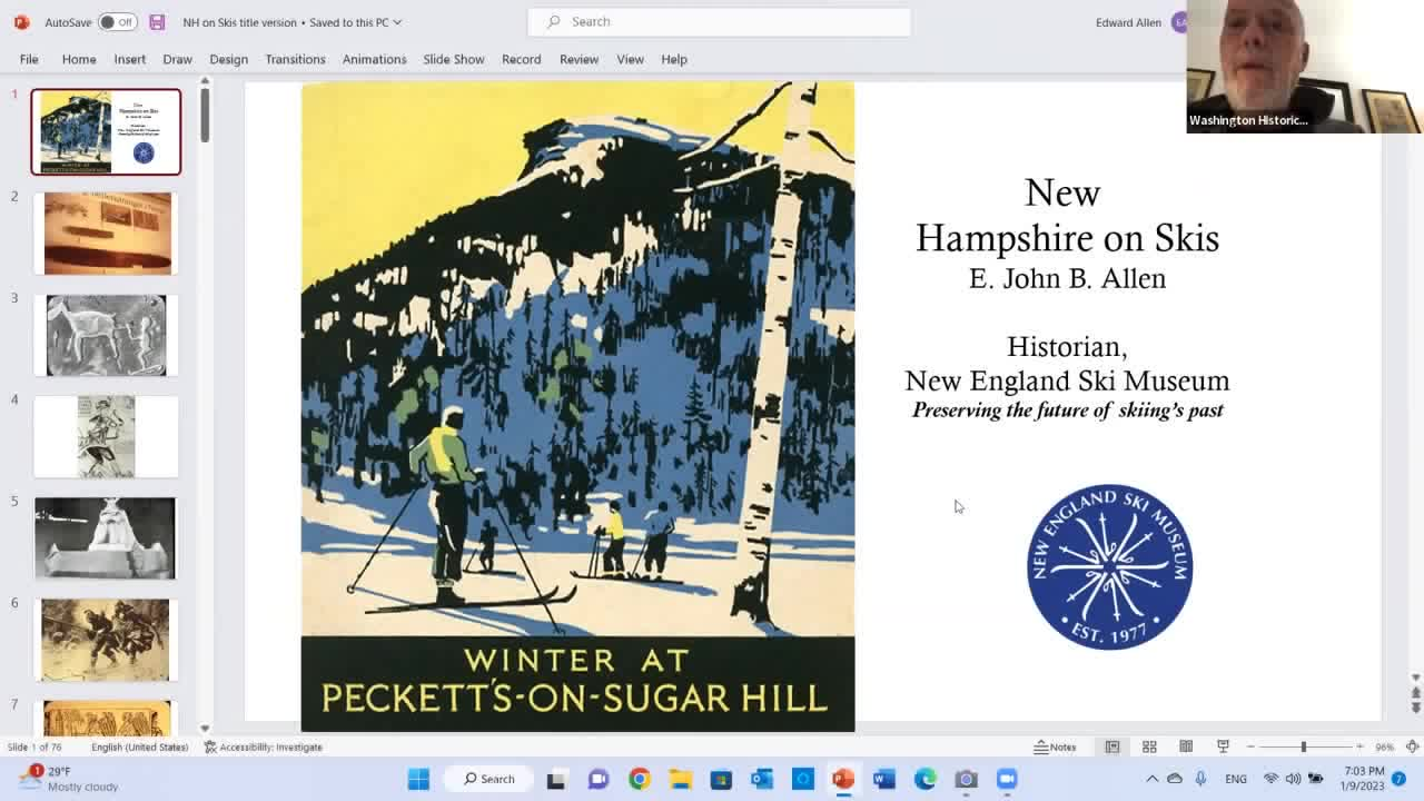  New Hampshire on Skis presented by Prof. E John B Allen - (WNHHS 1-9-22 Meeting)